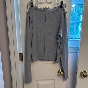 Aerie Ribbed Gray Fitted Blouse